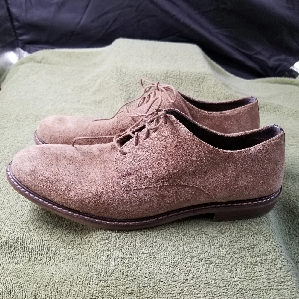Steve Madden Men's Taupe Suede P-Crane Suede Leather Lace Up Oxfords Size 12